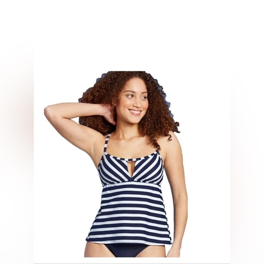 NWT KONA SOL WOMEN'S STRIPED TUNNEL BACK TANKINI TOP SIZE XS (0-2)